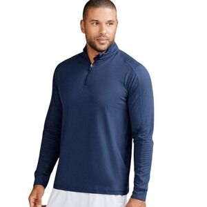 Tasc Performance‎ Mens XXL Blue Quarter Zip Pullover Bamboo Organic Cotton TM109